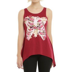 Burgundy Rose Rib Cage Sharkbite Tank Top (Size M)